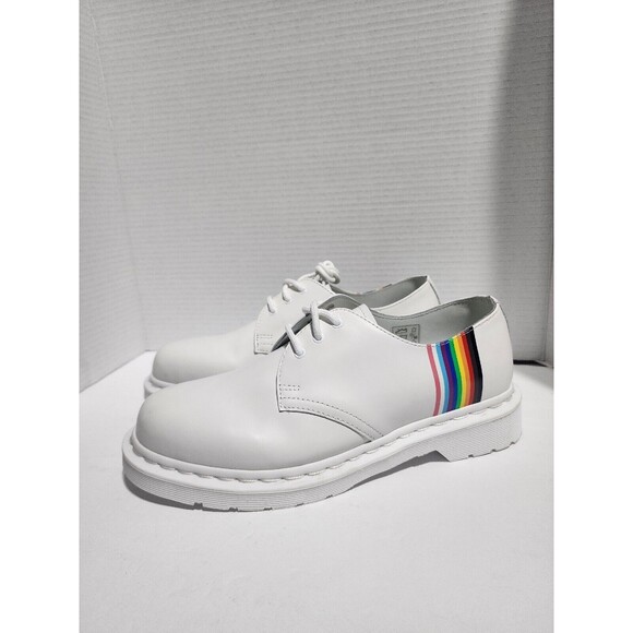 Dr. Martens For Pride Oxford Shoes - White Smooth Leather Men\'s Sz 8 / Women’s 9